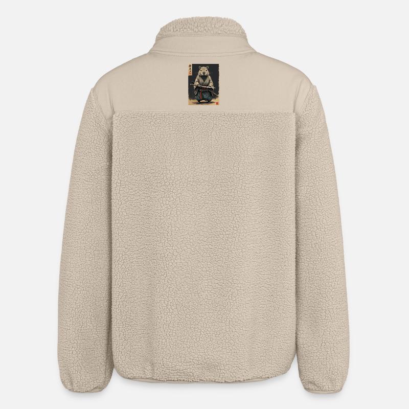 Cappibara-Samurai mit Katana - Relaxed Fit Unisex Sherpajacke von Stanley/Stella - Beige