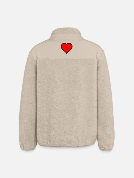 Red Heart Icon Print - Relaxed Fit Unisex Sherpa Jacket by Stanley/Stella - beige