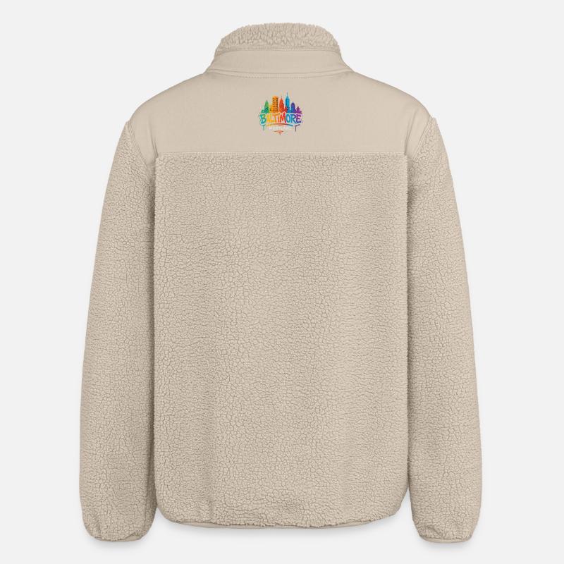 Baltimore Skyline Graffiti - Relaxed Fit Unisex Sherpa Jacket by Stanley/Stella - beige