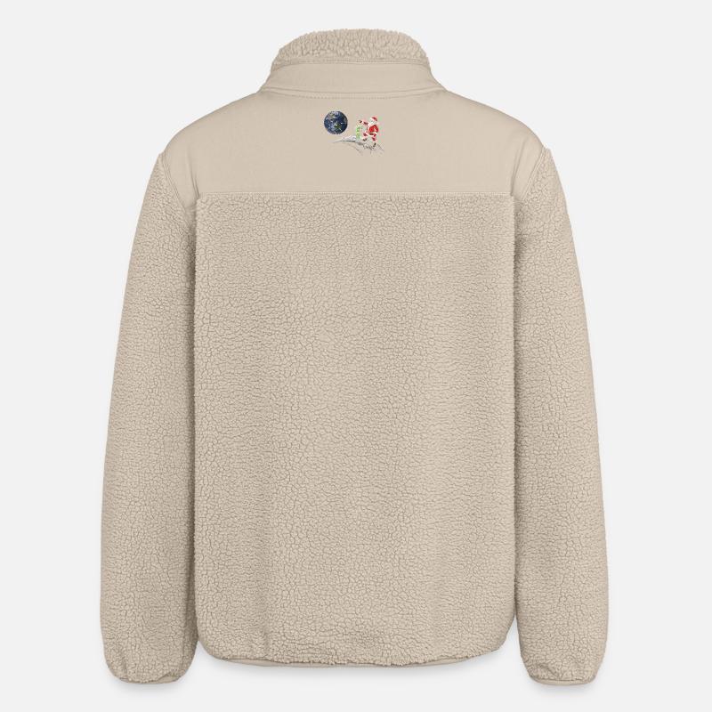 Galactic Christmas Imp on Moon - Relaxed Fit Unisex Sherpa Jacket by Stanley/Stella - beige