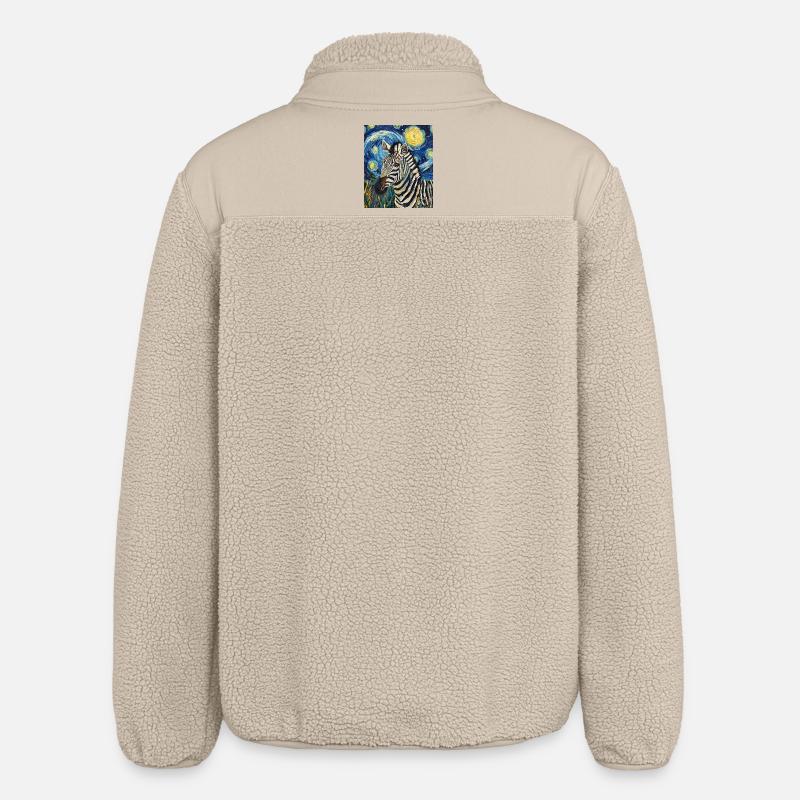 Zebra Van Gogh Style Starry Night - Relaxed Fit Unisex Sherpajacke von Stanley/Stella - Beige