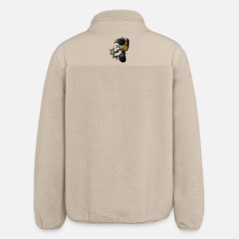Kopfhörer-Skull mit Blume - Relaxed Fit Unisex Sherpajacke von Stanley/Stella - Beige