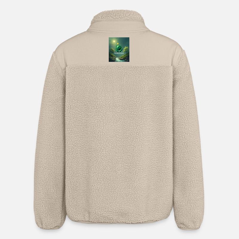 La Terre entre des mains vertes - Veste sherpa unisexe coupe décontractée Stanley/Stella - beige