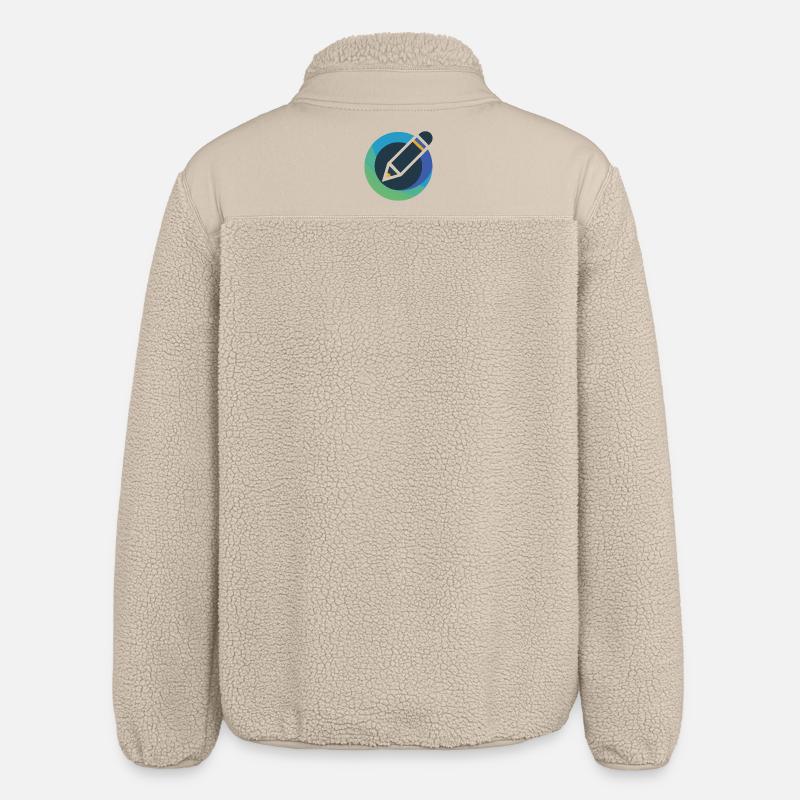 Abstraktes Bleistift-Emblem im Kreis - Relaxed Fit Unisex Sherpajacke von Stanley/Stella - Beige