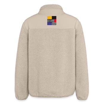 Scandi Art: Abstrakte Geometrie in Rot Blau Orange - Relaxed Fit Unisex Sherpajacke von Stanley/Stella - Beige - Hinten
