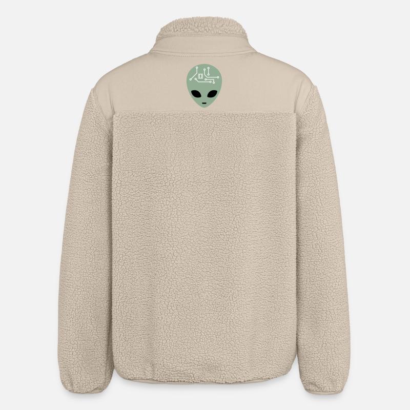 Alien Head with Circuits (three colours) - Relaxed Fit Unisex Sherpa Jacket by Stanley/Stella - beige
