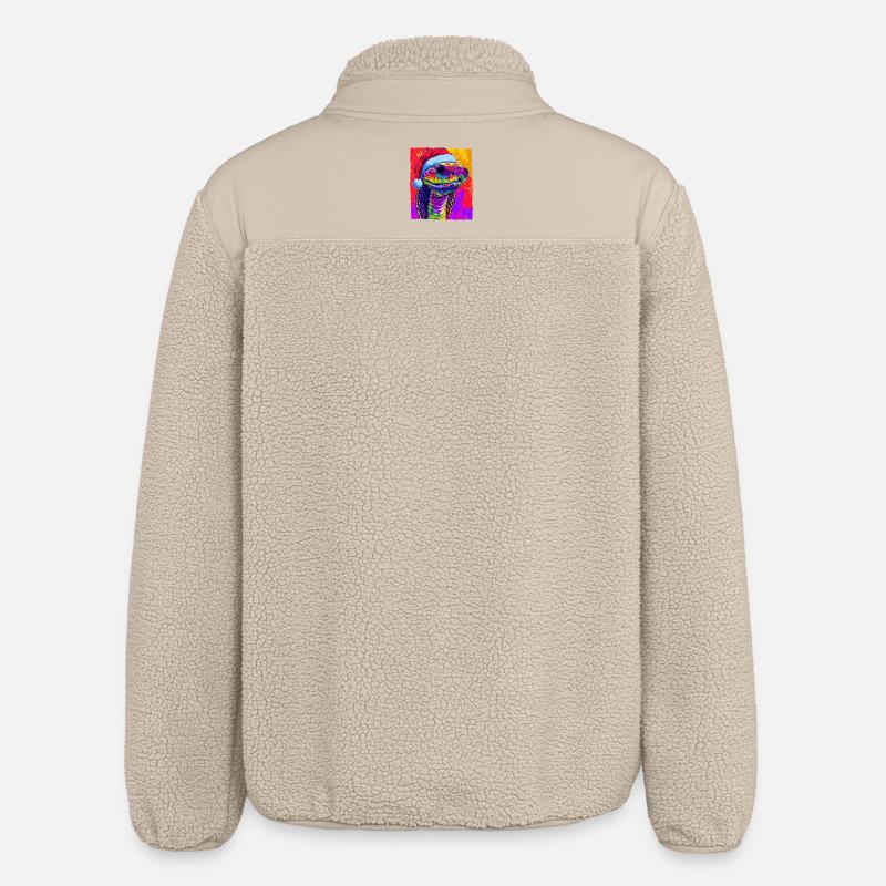 Portrait de Noël du cobra-serpent - Veste sherpa unisexe coupe décontractée Stanley/Stella - beige