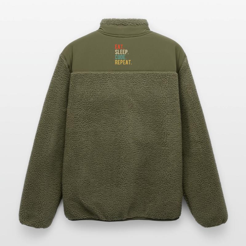 Eat Sleep Code Repeat Programmierer Nerd Retro Relaxed Fit Unisex Sherpajacke von Stanley/Stella
