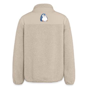 Pingouin de dessin animé mignon et potelé assis en rondelette - Veste sherpa unisexe coupe décontractée Stanley/Stella - beige - Dos