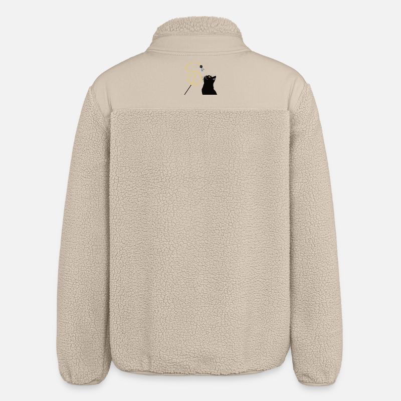 Chat avec canne à pêche jouet - Veste sherpa unisexe coupe décontractée Stanley/Stella - beige