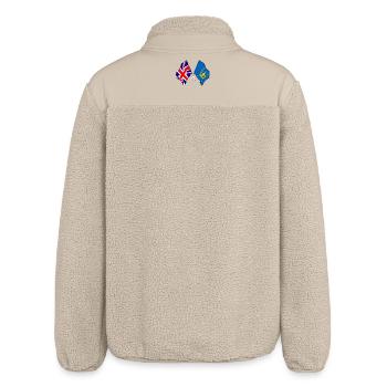Suffolk & Großbritannien kreuzte Flaggen - Relaxed Fit Unisex Sherpajacke von Stanley/Stella - Beige - Hinten