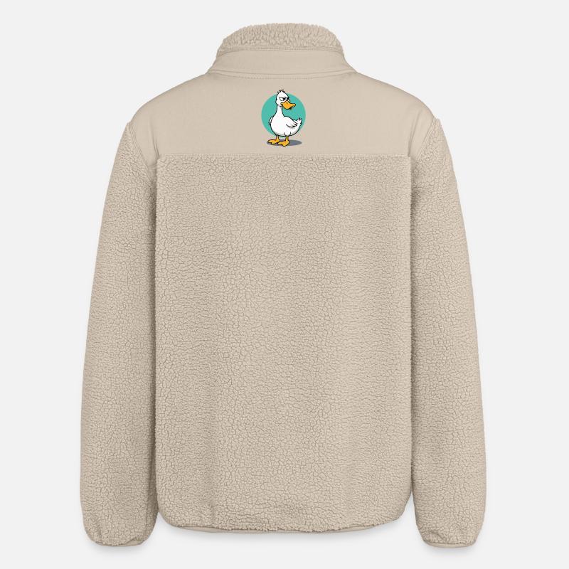 Freche Gans mit wütendem Blick Illustration - Relaxed Fit Unisex Sherpajacke von Stanley/Stella - Beige