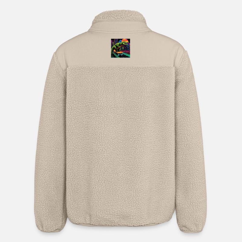 Pixel Art Crocodile – Synthwave rétro skater - Veste sherpa unisexe coupe décontractée Stanley/Stella - beige