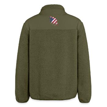 Patriotischer amerikanischer Flaggenfußball Rugbyball-Kunst - Relaxed Fit Unisex Sherpajacke von Stanley/Stella - Khaki - Hinten