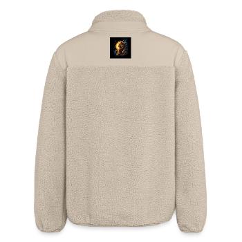 Solar Lion with Moons and Bursts - Relaxed Fit Unisex Sherpa Jacket by Stanley/Stella - beige - Back