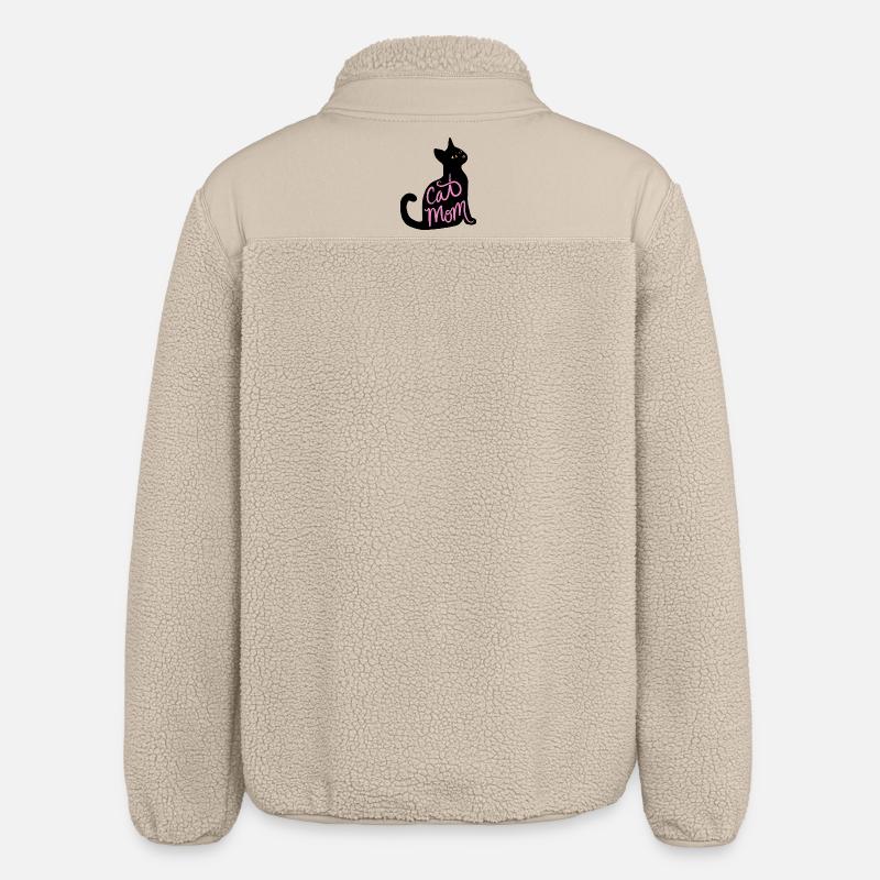 Cat Mom Neon Script - Relaxed Fit Unisex Sherpa Jacket by Stanley/Stella - beige