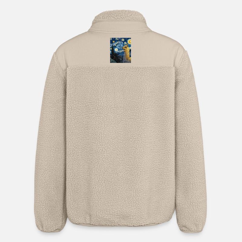Lama Van Gogh Starry Night - Relaxed Fit Unisex Sherpa Jacket by Stanley/Stella - beige