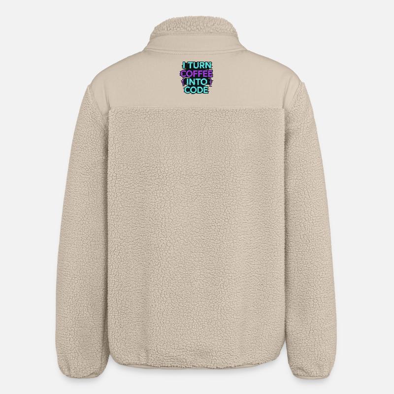 Ich verwandle Kaffee in Code - Relaxed Fit Unisex Sherpajacke von Stanley/Stella - Beige
