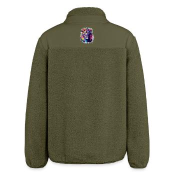 Lion Portrait Animal - Relaxed Fit Unisex Sherpa Jacket by Stanley/Stella - khaki - Back