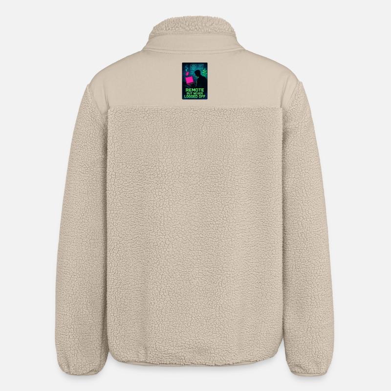 Télétravailleur Connecté H24 Design Néon Cyber - Veste sherpa unisexe coupe décontractée Stanley/Stella - beige