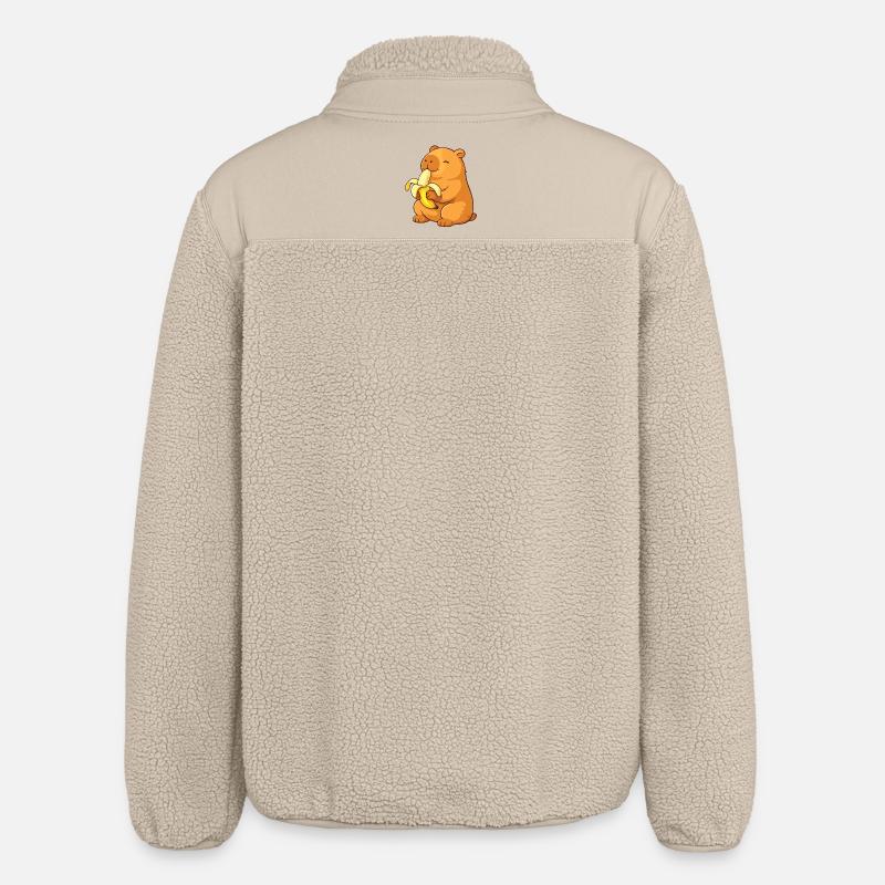 Capybara souriant mangeant une banane - Veste sherpa unisexe coupe décontractée Stanley/Stella - beige