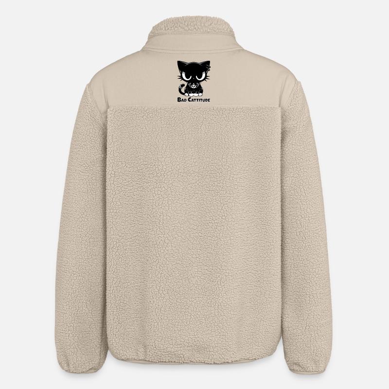 Bad Cattitude Chat gothique avec attitude - Veste sherpa unisexe coupe décontractée Stanley/Stella - beige