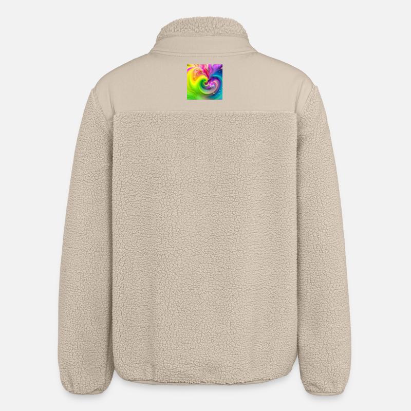 Farbwirbel Neon Regenbogen - Relaxed Fit Unisex Sherpajacke von Stanley/Stella - Beige