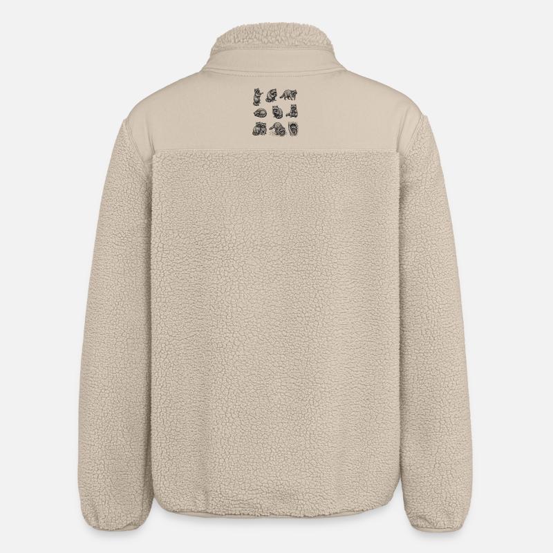 Night Cats Silhouettes Pattern - Relaxed Fit Unisex Sherpa Jacket by Stanley/Stella - beige