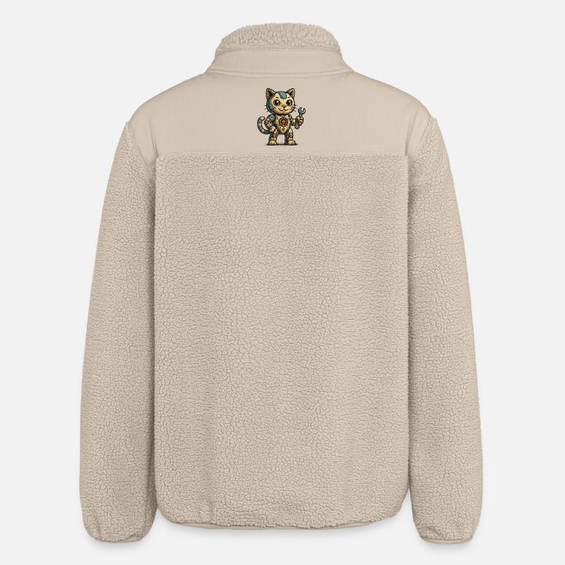 Steampunk-Katze Schrauberheld - Relaxed Fit Unisex Sherpajacke von Stanley/Stella - Beige