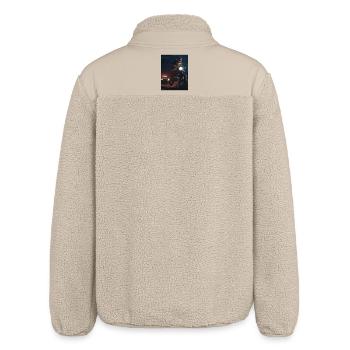 Nachtkatze auf Motorrad - Relaxed Fit Unisex Sherpajacke von Stanley/Stella - Beige - Hinten