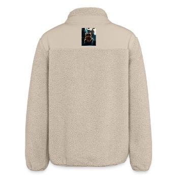 Cat swing in the night light - Relaxed Fit Unisex Sherpa Jacket by Stanley/Stella - beige - Back