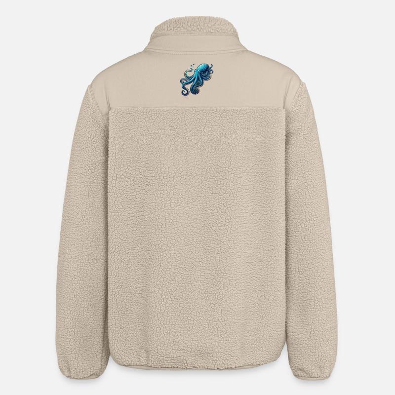Sød blæksprutteillustrationshav - Stanley/Stella unisex sherpajakke afslappet pasform - beige