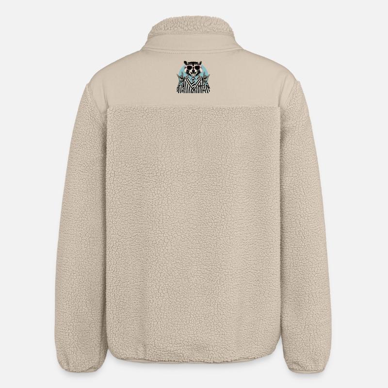 Raton laveur berçant en costume rayé - Veste sherpa unisexe coupe décontractée Stanley/Stella - beige