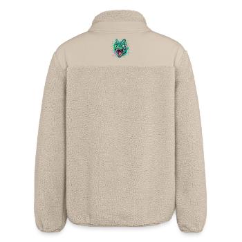 Green Dino Head with Neon Splash - Relaxed Fit Unisex Sherpa Jacket by Stanley/Stella - beige - Back