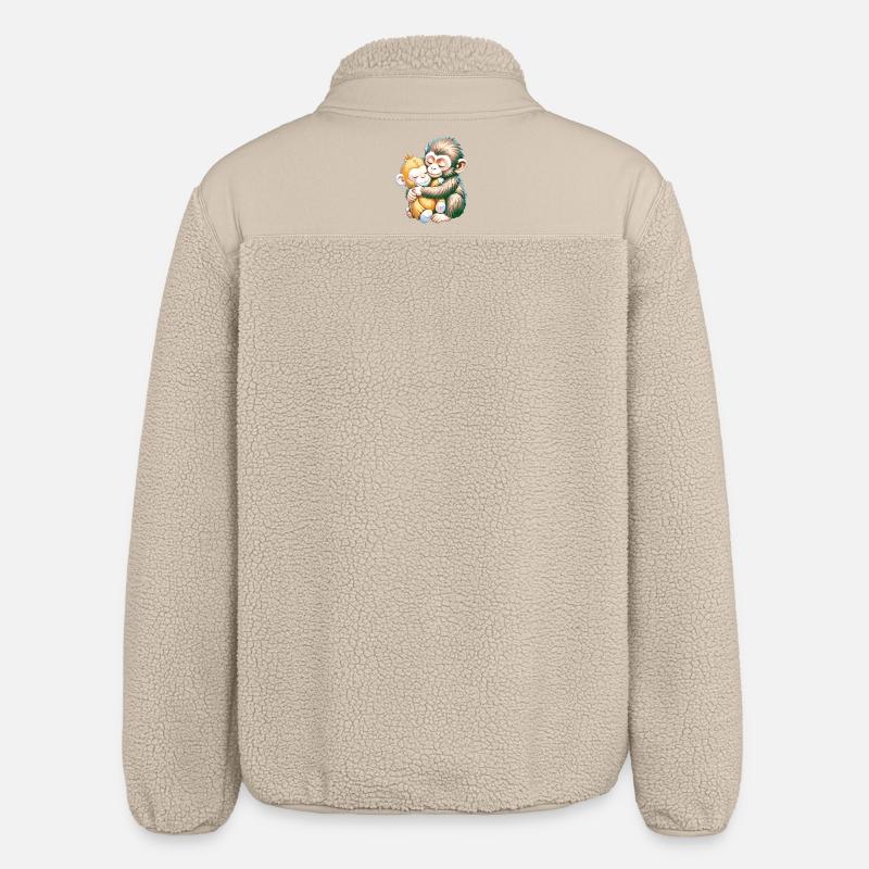 Câlins de singes s’embrassent - Veste sherpa unisexe coupe décontractée Stanley/Stella - beige