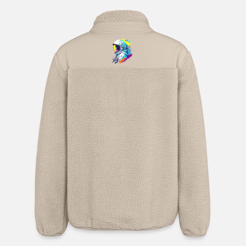 Astronaut Farbspritzer Illustration - Relaxed Fit Unisex Sherpajacke von Stanley/Stella - Beige