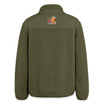 Kinder Shirt Bär putzt Dreirad Frühjahrsputz - Relaxed Fit Unisex Sherpajacke von Stanley/Stella - Khaki - Hinten