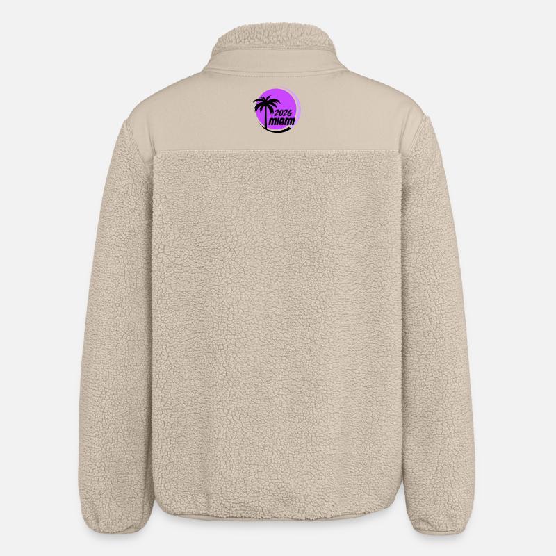 Miami Palm Trees Neon Logo - Relaxed Fit Unisex Sherpa Jacket by Stanley/Stella - beige