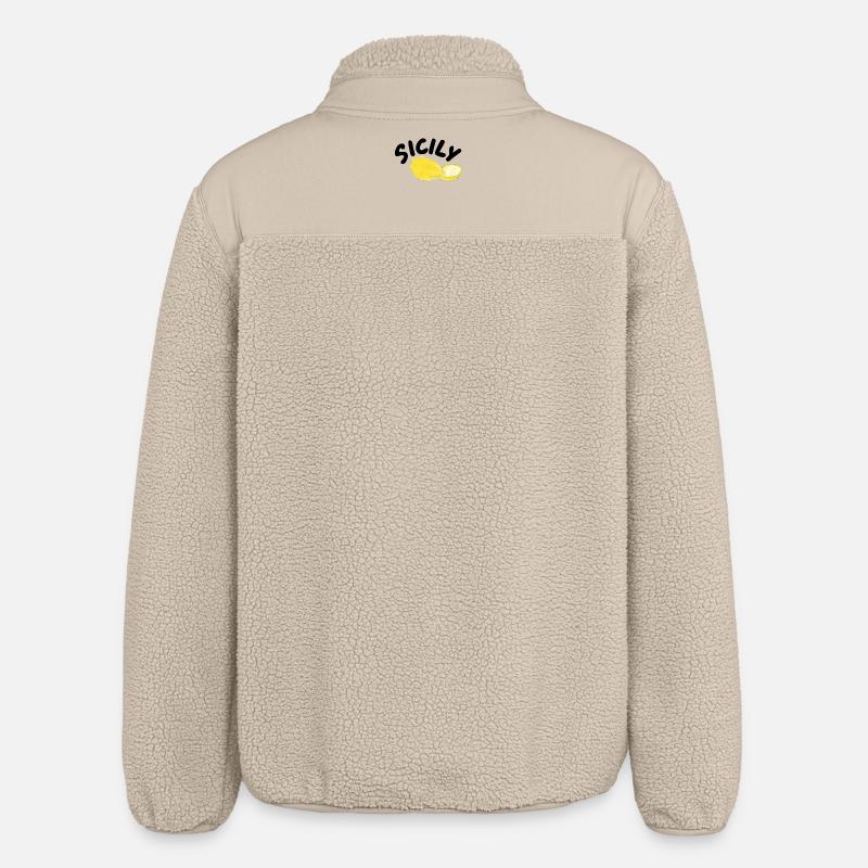 Sicily Lemons Illustration - Sicily - Relaxed Fit Unisex Sherpa Jacket by Stanley/Stella - beige