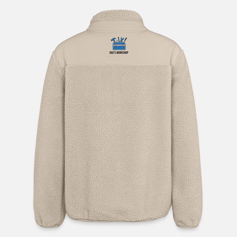 Dad's Workshop Tool Logo - Relaxed Fit Unisex Sherpa Jacket by Stanley/Stella - beige