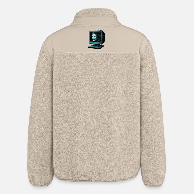 Retro-Computer Schrecken-  Retroglitch KI - Relaxed Fit Unisex Sherpajacke von Stanley/Stella - Beige