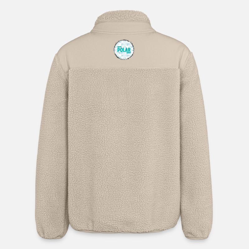 Polar Eisblau Logo Muster - Relaxed Fit Unisex Sherpajacke von Stanley/Stella - Beige
