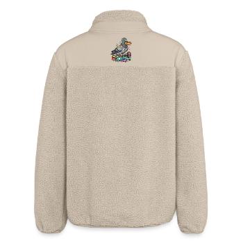 Clever pigeon on stack of books - Relaxed Fit Unisex Sherpa Jacket by Stanley/Stella - beige - Back