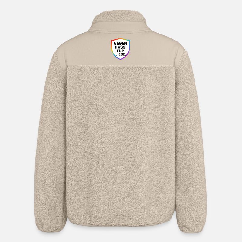 Against Hate for Love Shield - Relaxed Fit Unisex Sherpa Jacket by Stanley/Stella - beige