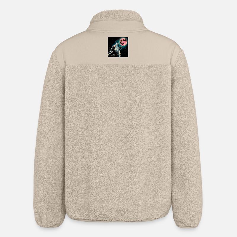 Wolf howls at the Full Moon - Relaxed Fit Unisex Sherpa Jacket by Stanley/Stella - beige