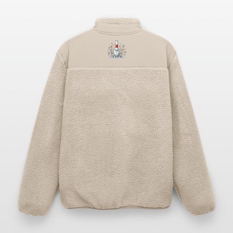 Exploding Bowling Pin Cartoon Relaxed Fit Unisex Sherpa Jacket by Stanley/Stella
