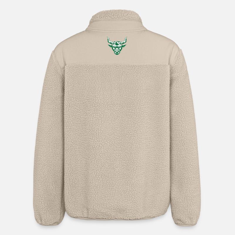 Geometric Bull Head Green Polygon - Relaxed Fit Unisex Sherpa Jacket by Stanley/Stella - beige