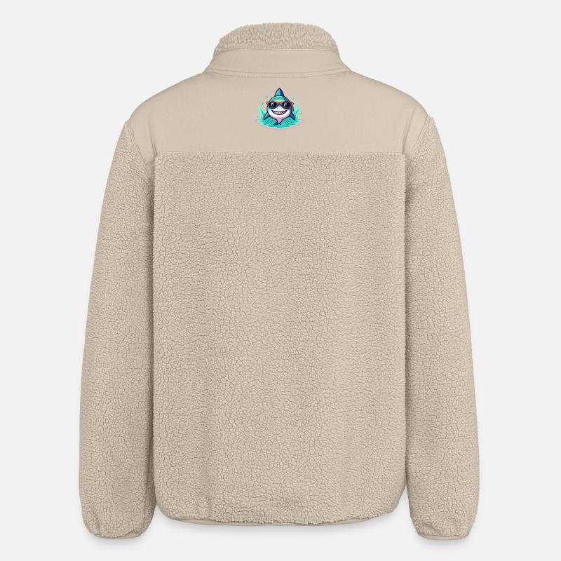 Shark Sunglasses Surf Fun - Relaxed Fit Unisex Sherpa Jacket by Stanley/Stella - beige