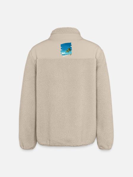 Beach Sea Palm Trees - Relaxed Fit Unisex Sherpa Jacket by Stanley/Stella - beige