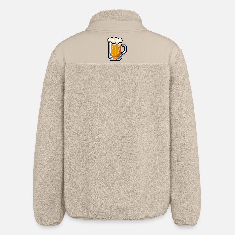 Bierglas Pixel Art – Retro Bier Design - Relaxed Fit Unisex Sherpajacke von Stanley/Stella - Beige
